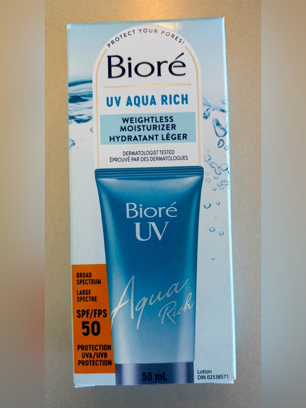 NIB Bioré UV Aqua Rich Weightless Moisturizer SPF 50 - 50ml